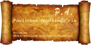 Pavlicsek Apollinária névjegykártya